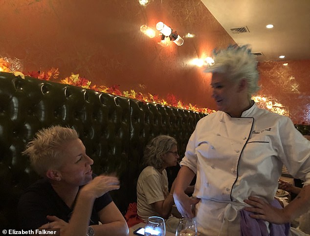 Falkner told Daily Mail, 'I'm just bummed. I feel like [our friendship] just got cut really short fast' (pictured is an exclusive photo of Falkner with her pal at Burrell's former Brooklyn restaurant, Phil And Anne's Good Time Lounge, shared with Daily Mail)