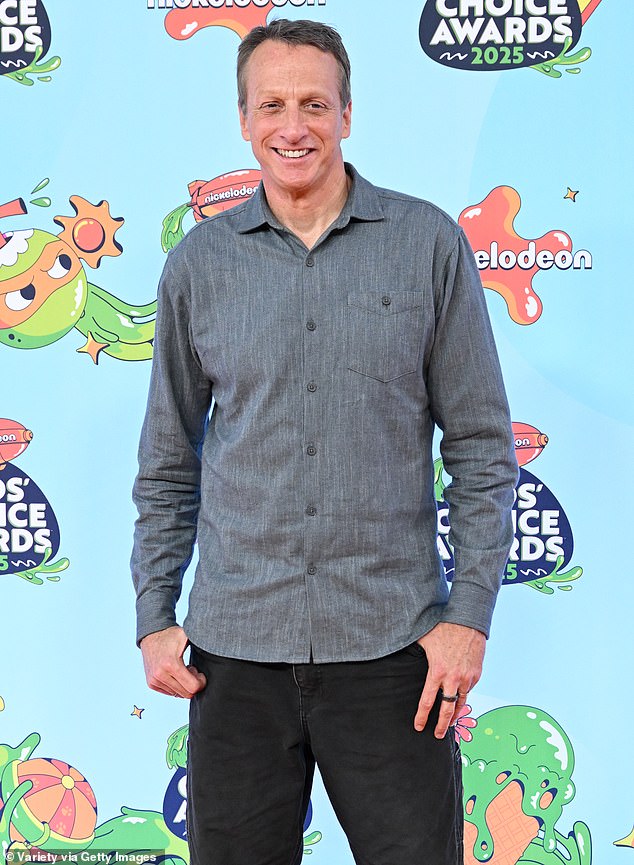 Skateboarder Tony Hawk was also spotted at the event and kept it casual in a pair of black jeans as well as a dark blue button up