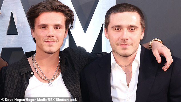 The youngest son of David and Victoria (L) took to Instagram to show his support for his parents who are in the midst of an escalating rift with eldest Brooklyn(R) (pictured 2023)