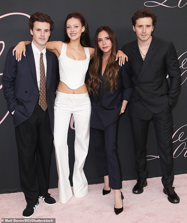 Last month, Cruz used music again to weigh into he feud as he reflected on one of his mother Victoria's 2001 songs (pictured L-R in 2024 Cruz, Nicola, Victoria and Brooklyn)