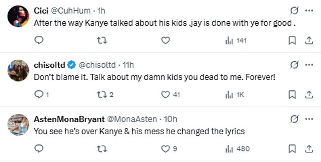 During the rendition, fans noticed that Jay Z switched up the lyrics and were quick to speculate it was a result of the rapper's vile tweets about their family