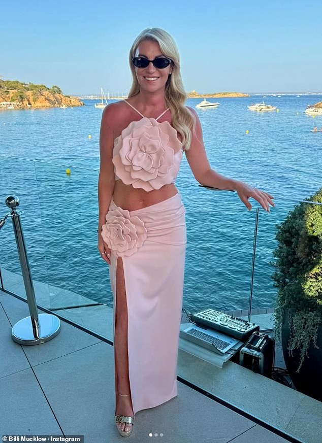 Other snaps showed her flaunting her toned figure in a light pink co-ord that featured ruffled detailing
