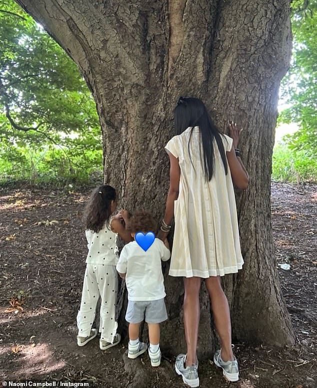 Naomi's appearance at the premiere came just hours after she shared rare snaps of her two children during a family day out in the woods