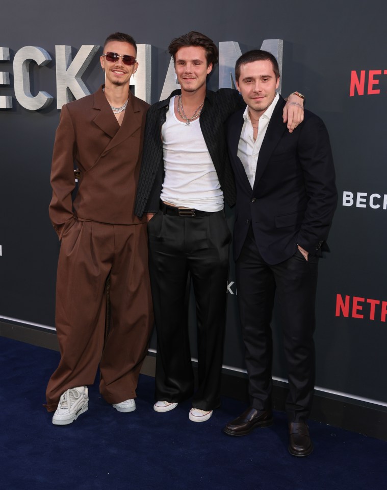 David Beckham with three of his sons.