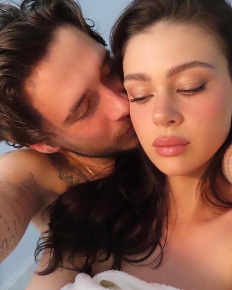 Close-up of a couple embracing.