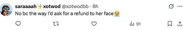 Other people slammed the two stars and while criticizing Miley, wrote: 'No bc the way I'd ask for a refund to her face'