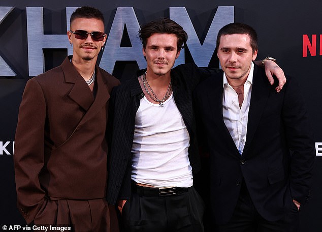 Romeo, Cruz and Brooklyn Beckham pictured in 2023 – before the family's devastating fallout