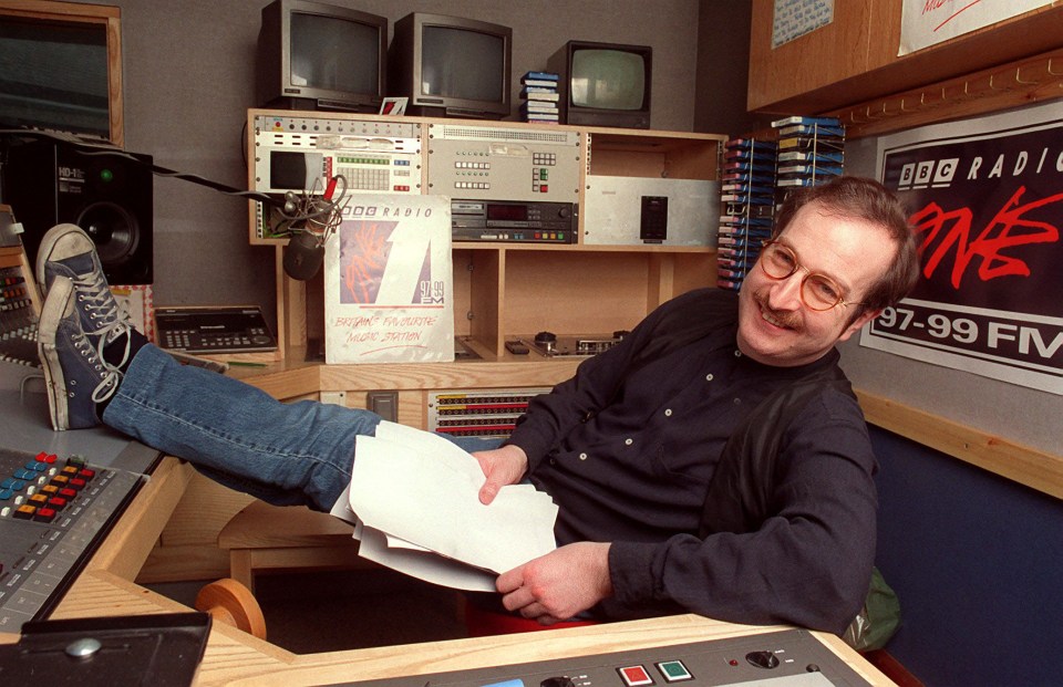 Disc jockey Steve Wright in a BBC Radio 1 recording studio.