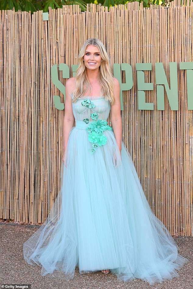 Lady Kitty Spencer opted for a princess-esque blue ball gown adorned with green flowers