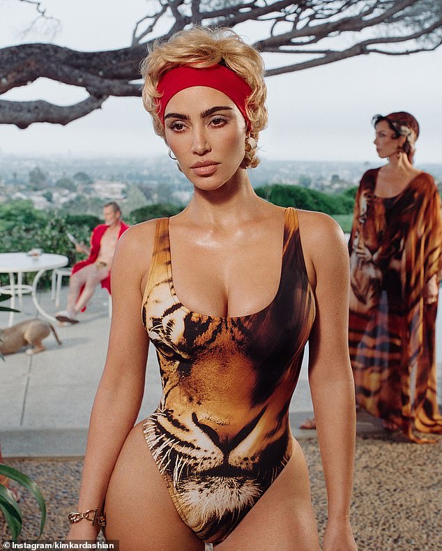 The latest collection is described as: 'Roberto Cavalli's exotic Italian glamour merges with SKIMS signature silhouettes in this limited-edition collection that adds bold, sexy luxury to every swim look'