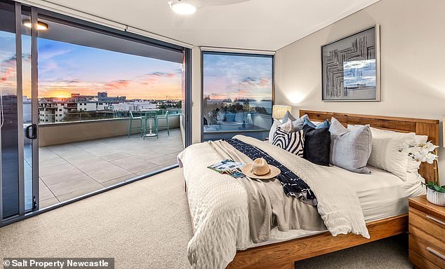 One of three bedrooms is pictured