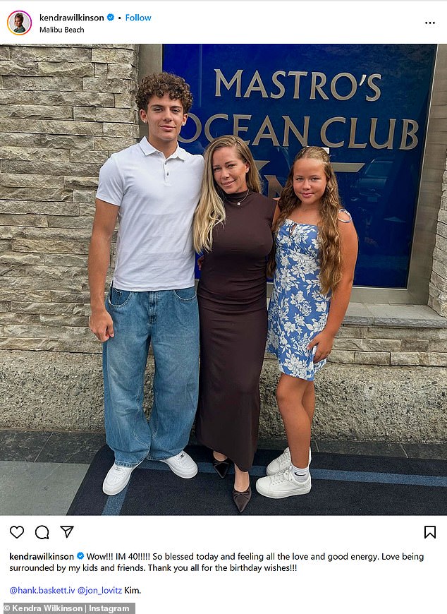 Kendra's kids were by her side as she turned 40-years-old on June 12