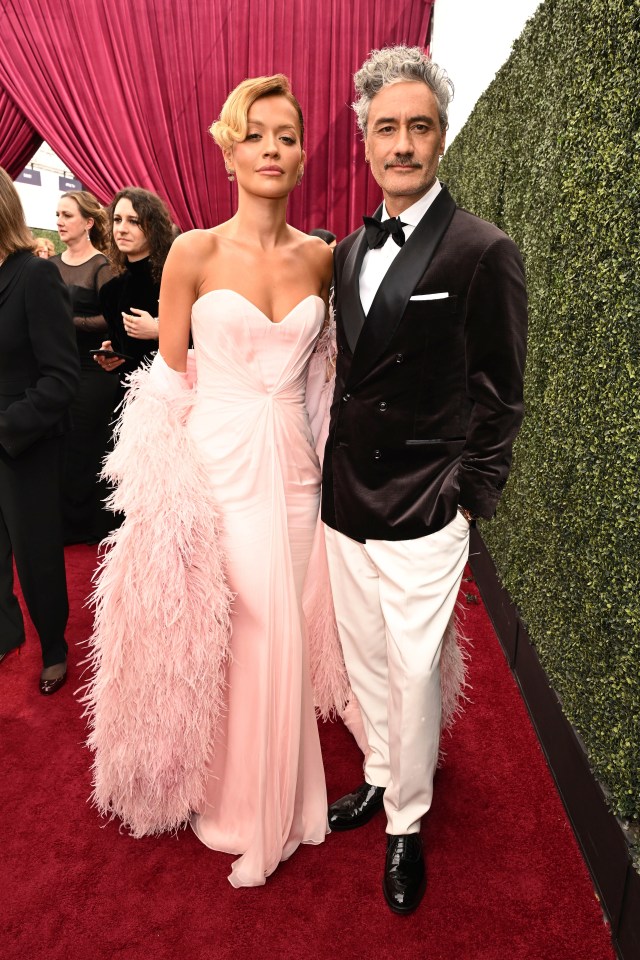 Rita Ora and Taika Waititi on the Emmy Awards red carpet.