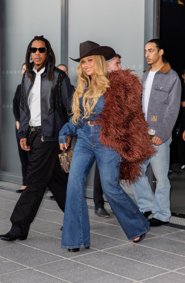 Beyoncé and Jay-Z at the Louis Vuitton Menswear Show.