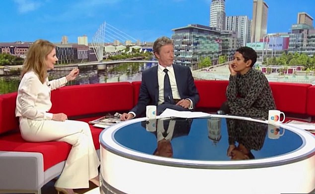 During the awkward resurfaced interview from October 2023 (pictured), Naga, caught the Spice Girl off guard as she asked: 'Do you not like being interviewed?'