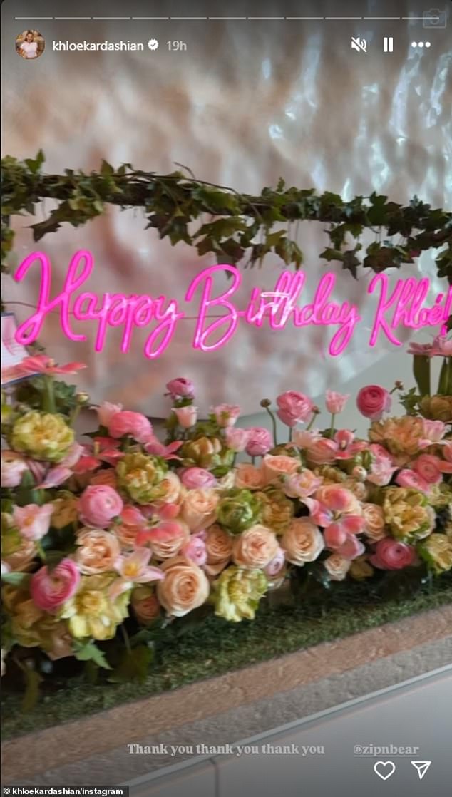A floral arrangement celebrating her special day was sent over by Zip N'Bear