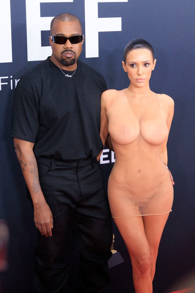 Kanye West and Bianca Censori at the Grammy Awards.