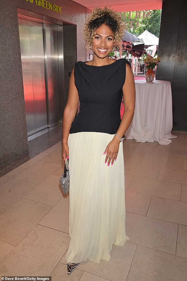 Radio presenter Kemi Rogers looked stylish in a black and white number