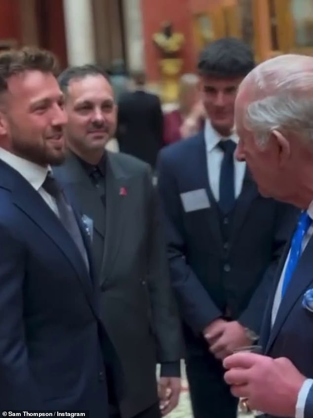Sam was also in attendance after his mortifying' gaffe with King Charles during at Buckingham Palace on Wednesday was revealed