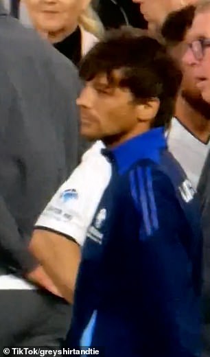 In a video obtained by MailOnline, Louis appears to blank Sam Thompson as they brush past each other at Manchester's Old Trafford following the Soccer Aid event