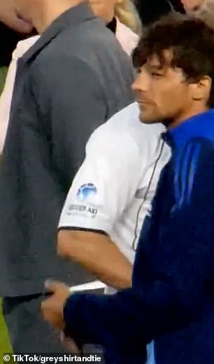Insiders were anticipating an awkward encounter between the pair after Tomlinson started dating McDermott shortly after the Soccer Aid squads were announced