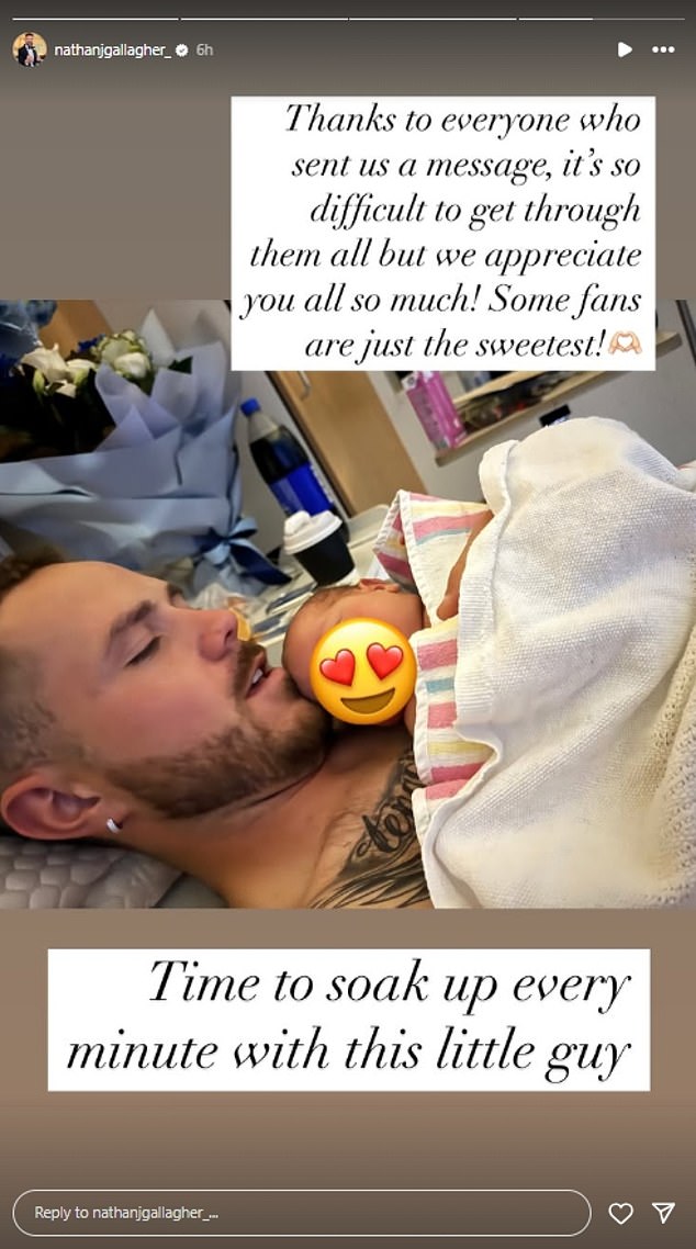 Gallagher also thanked 'everyone who sent us a message' in a sweet post