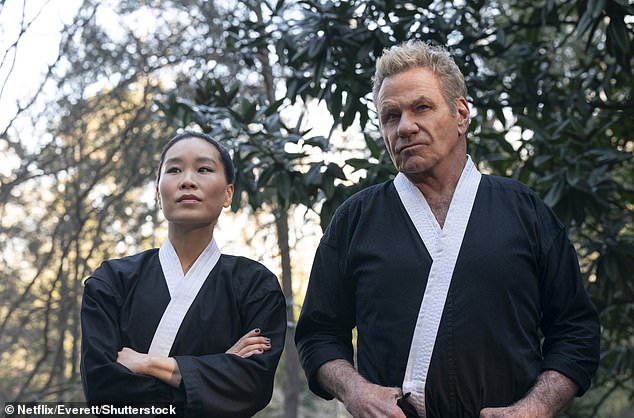 The pair are pictured onscreen together as Kim Da-eun and John Kreese