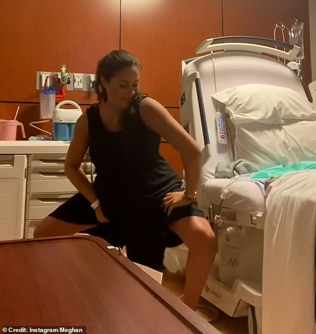 The couple recreated Harry and Meghan's by now infamous 'Baby Mama' dance (pictured), but it is unclear whether it was a dig at the former royals