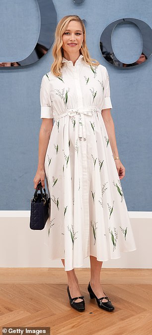 Beatrice Borromeo looked lovely in a white floral dress