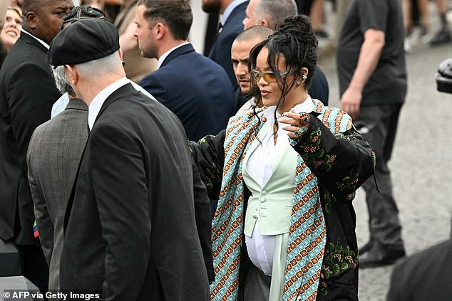 Sabrina was in great company at the fashion show as a number of A-listers were in attendance including Rihanna [pictured], Donatella Versace, Daniel Craig and Robert Pattinson