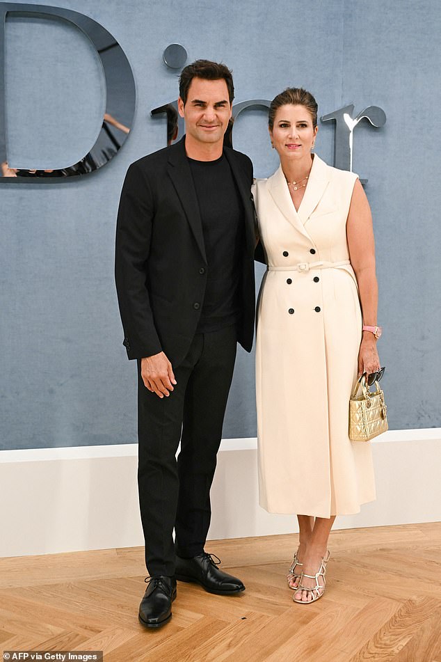 Roger Federer and his wife Mirka Federer made for a stylish pair at the Dior Homme's Menswear show