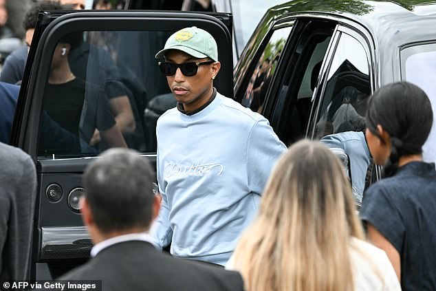 Pharrell Williams showed off his casual style as he arrived