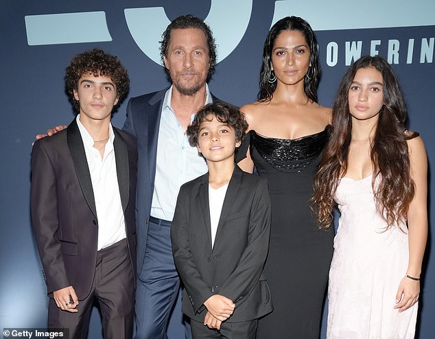 If you guessed Levi McConaughey, eldest son of Matthew McConaughey and Camila Alves, you nailed it; ((L-R) Levi McConaughey, Matthew McConaughey, Livingston McConaughey, Camila Alves McConaughey and Vida McConaugheyin April 2024)