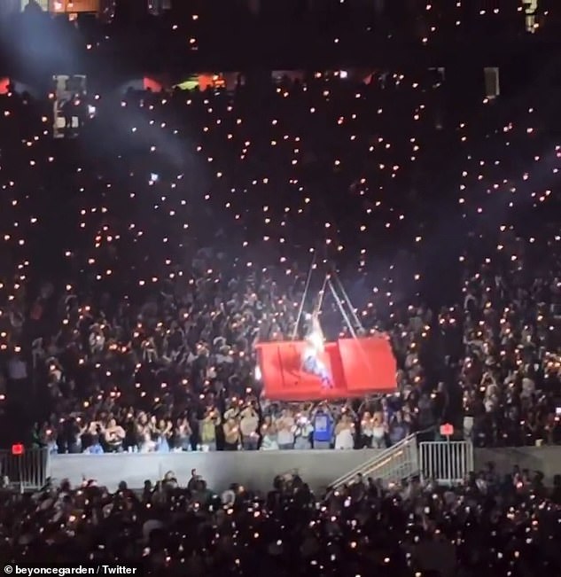 The crowd fell quiet after Beyonce asked to stop the show before they erupted into a mixture of yelling and cheering