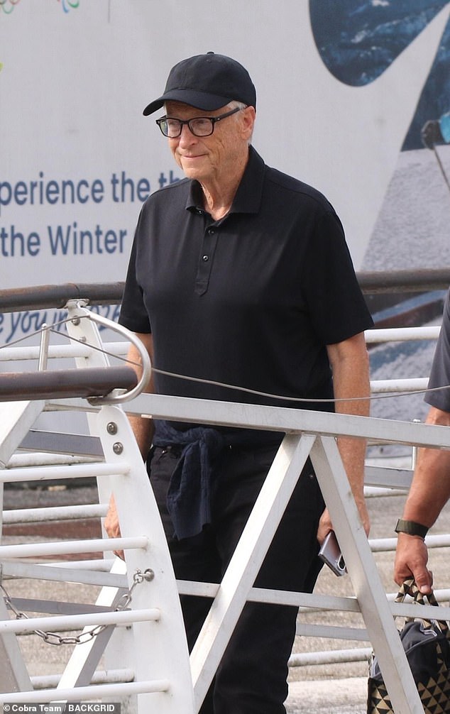 Bill Gates was also spotted making his exit from the Italian city, still looking cheerful after the extravagant 72-hour nuptials