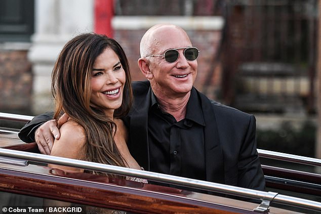 The wedding, held two years after Bezos proposed to Sanchez aboard his $500million superyacht, was described as 'extremely intimate' with a strict no-phone policy - with around 70 of the 200 guests being family members