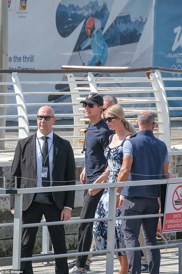 The First Daughter is one of the most insulated guests at the wedding and was seen with her Secret Service detail