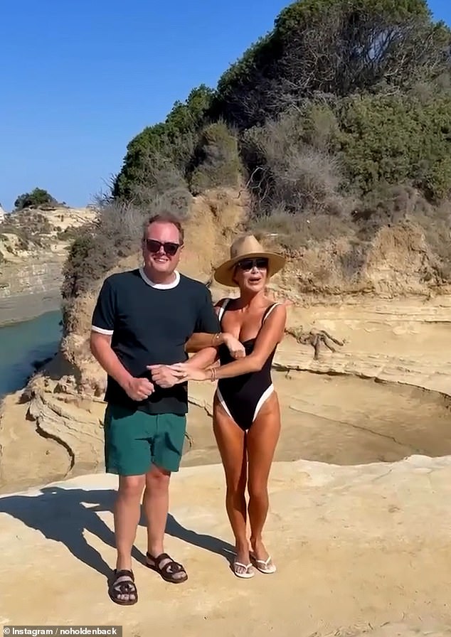 She also slipped into some white flip flops and accessorised with a straw fedora hat and oversized sunglasses as she took on the funny video with her co-star
