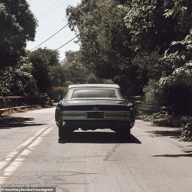 Kardashian also included a photo of a vintage Cadillac convertible