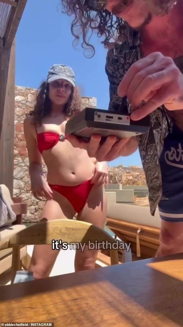 Abbie's wise words were augmented by a catchy clip of boyfriend Adam Hyde celebrating his ladylove with an impromptu song