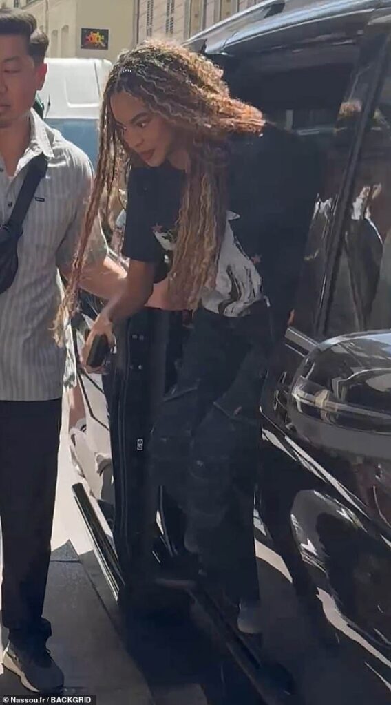 Blue Ivy looked the spitting image of her superstar mum Beyoncé as she arrived in Paris on Wednesday