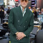 Brad Pitt looked dapper as he stepped out in a dark green suit for the European premiere of F1: The Movie in London on Monday