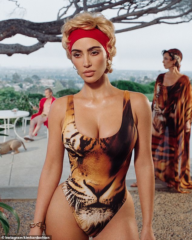 Kim Kardashian, 44, put on a busty display as she was joined by her momager Kris Jenner, 69, in a wild campaign for the latest Roberto Cavalli x SKIMS campaign