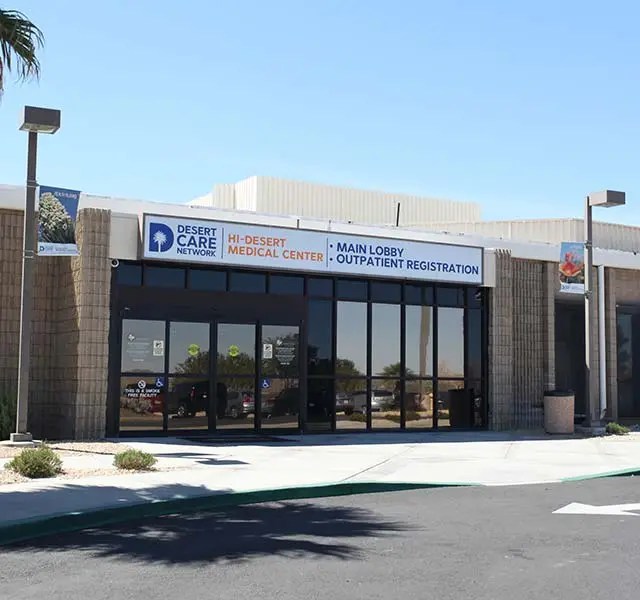 Hi-Desert Medical Center main lobby and outpatient registration.