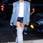 Ciara put on a leggy display in black leather mini skirt as she was spotted outside Watch What Happens Live with Andy Cohen on Tuesday