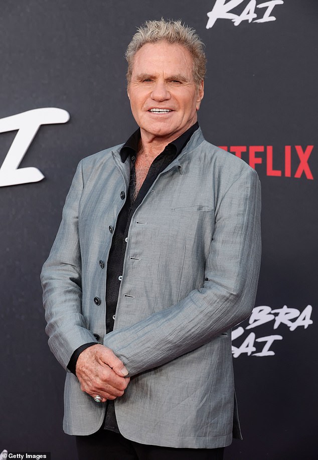 Cobra Kai actor Martin Kove, 78, last year faced a sexually harassment probe from Sony for his conduct on his set of The Karate Kid adaptation after a female extra said he made her uncomfortable with his behavior. Pictured last year in LA