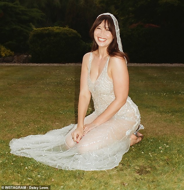 Daisy Lowe has married her partner of five years Jordan Saul in a low-key ceremony in London on Thursday (she is pictured at her hen party)