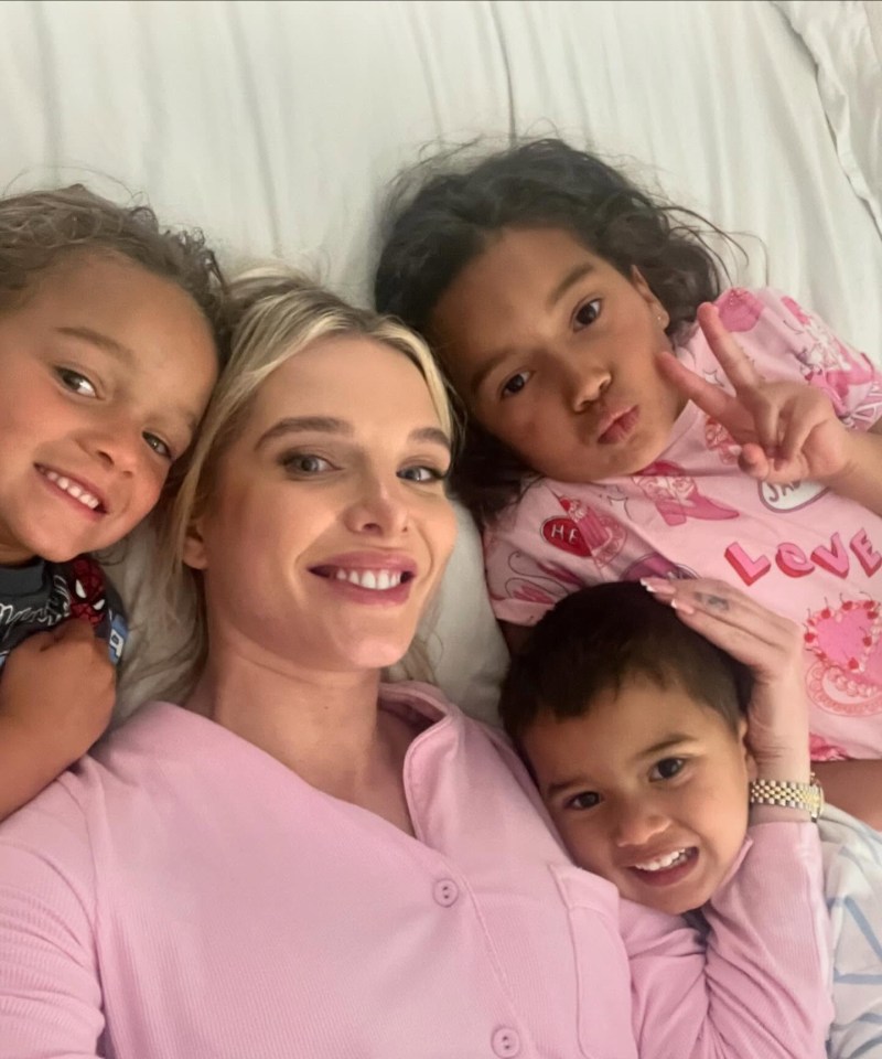 Helen Flanagan with her three children.