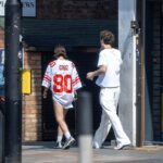 Jackie Apostel has shown her support for her boyfriend Cruz Beckham by wearing a football jersey with his name on it