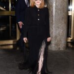 Julianne Moore, 64, put on a leggy display in a black fringed dress as she stepped out in New York on Thursday
